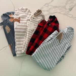 Set of Baby Sleepers with Animal and Plaid Designs